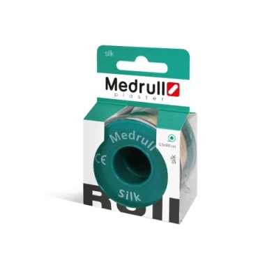 Abbildung von Medrull Fixierpflaster 5m x 2,5 cm Hautfreundlichen Heftpflaster Rolle SILK im Karton