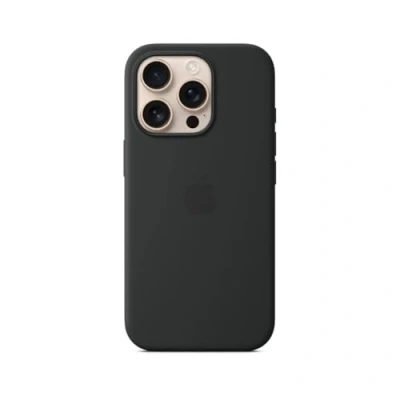 Abbildung von Apple Silikon Back Cover Schwarz MagSafe iPhone 16 Pro
