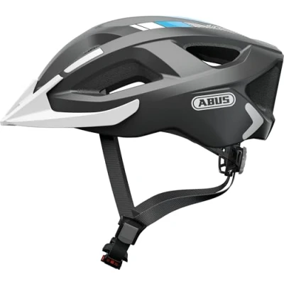 Abbildung von ABUS Stadthelm Aduro 2.0 Allround Fahrradhelm mit Licht in sportivem Design für den Stadtverkehr Damen und Herren Grau/Weiß, Größe L
