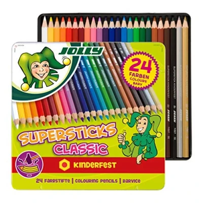 Abbildung von JOLLY Buntstifte Supersticks Kinderfest Bruchfeste &amp; ungiftige Farbstifte Made in Austria 24 Stifte