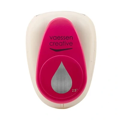 Abbildung von Vaessen Creative 21497 005 Motivstanzer Tropfen Jumbo +, 63 x 40 mm, Kleiner Motivlocher Aus Metall und Plastik, Ausgestanztes Motiv, Zum Basteln Mit Papier, Kunststoff, weiß/rosa, 4.2 6.4 cm