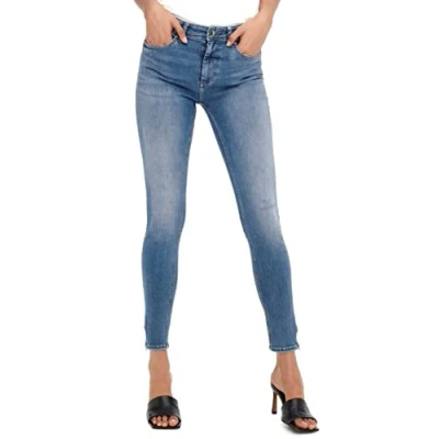 Abbildung von ONLY Damen Onlblush Mid Sk Ank Zip Dnm Tai848 Noos Jeans, Light Medium Blue Denim, M 30L EU