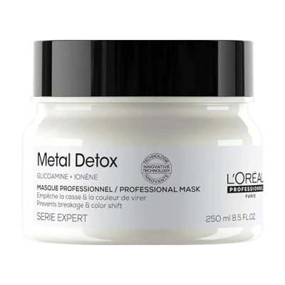 Abbildung von L&#039;Oréal Professionnel Metal Detox Haarmaske, für glattes, kräftiges &amp; glänzend aussehendes Haar, schützt coloriertes Haar vor Schäden, reichhaltige cremige Textur, Serie Expert, 250 ml