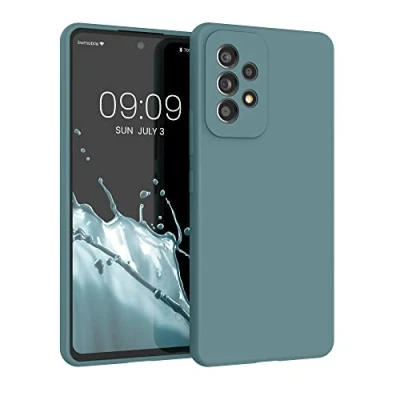 Abbildung von kwmobile Hülle kompatibel mit Samsung Galaxy A53 5G Silikon Handy Case Handyhülle weiche Oberfläche kabelloses Laden Arctic Night