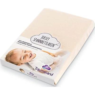 Abbildung von Träumeland Spannbetttuch Jersey, beige, 60 x 120 + 70 140 cm