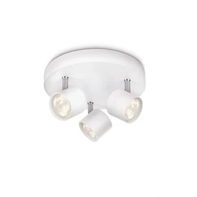 Abbildung von Philips myLiving Star 3 er LED Spots (16,5 W), dimmbare Deckenspots mit warmweißem Licht und zwei schwenkbaren Spotköpfen, energiesparende Raumbeleuchtung, weiß