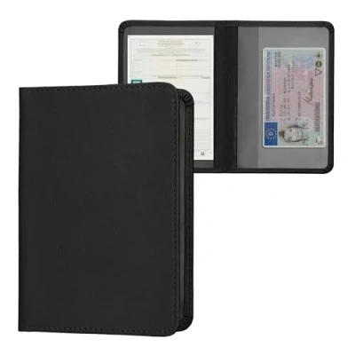 Abbildung von kwmobile Fahrzeugschein Hülle mit Kartenfächern Kunstleder Etui Tasche für Auto Zulassungsbescheinigung Führerschein Schwarz