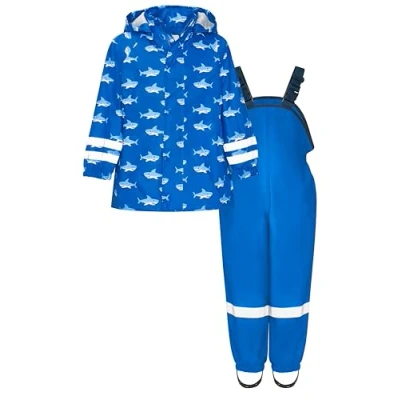 Abbildung von Playshoes Regenanzug HAI Allover SET Regenhose für Kinder, Größe: 80, Blau