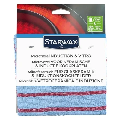 Abbildung von STARWAX Mikrofasertuch speziell für Glaskeramik und Induktion Reinigt Schmutz Fettspritzer Scheuernde absorbierende Seite Verkratzt nicht Waschbar bei 60 Mit 65% Recyclingfasern