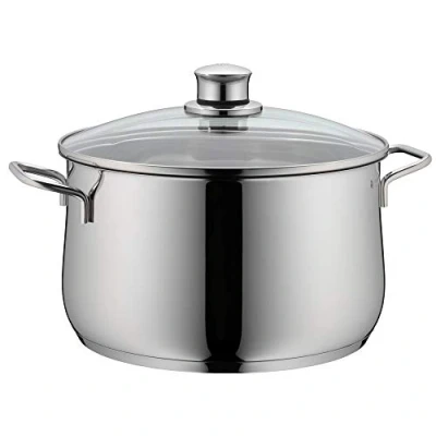 Abbildung von WMF Diadem Plus Kochtopf groß 24cm, Glasdeckel, Fleischtopf Induktion 6,5l, Cromargan Edelstahl poliert, unbeschichtet