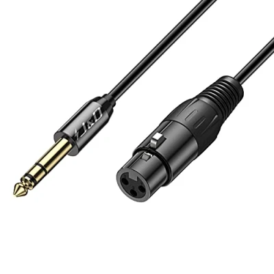 Abbildung von J&amp;D 6,35mm auf XLR Kabel, PVC Geschält 6,35 mm (1/4 Zoll) TRS Männlich zu Weiblich 1/4 Balanced Stereo Audio Verbinden Adapterkabel für Redner Kondensator Mic Gitarre Mixer AMP, 0.9m