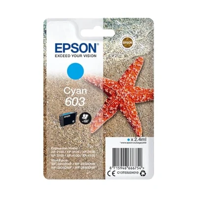 Abbildung von Epson 603 2.4 ml Cyan original Blister mit RF / akustischem Alarmsignal Tintenpatrone für Expression Home XP 2150, 2155, 3150, 3155, 4150, 4155; WorkForce WF 2820, 2840, 2845, 2870