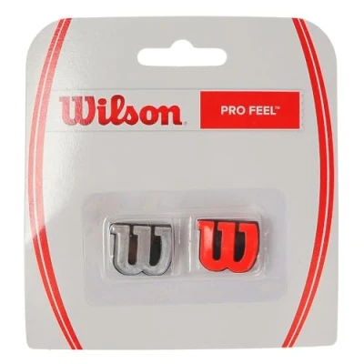 Abbildung von Wilson Logo Vibrationsdämpfer für Tennisschläger, Pro Feel, 2er Pack, rot/Silber, WRZ537600