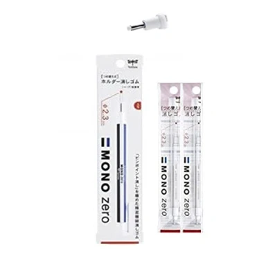 Abbildung von Tombow Mono zero Präzisionsradierer, runde Spitze, mit 2 Nachfüllminen, Weiß