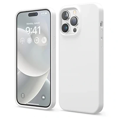 Abbildung von elago Liquid Silicone Case Kompatibel mit iPhone 14 Pro Max Hülle (6.7&quot;), Hochwertiges Silikon, Ganzkörperschutz 4 Schichten stoßfeste Handyhülle, kratzfestes weiches Mikrofaserfutter (Weiß)