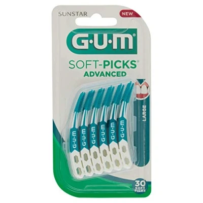 Abbildung von GUM 7630019902816 Cepillo Interdental Curvo, silikon, Celeste Y Blanco, 30 stück (1er Pack)