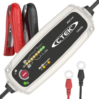 Abbildung von CTEK MXS 5.0, Batterieladegerät 12V, Temperaturkompensation, Intelligentes Ladegerät Autobatterie, Auto Und Motorrad, Batteriepfleger Mit Rekonditionierungsmodus AGM Option