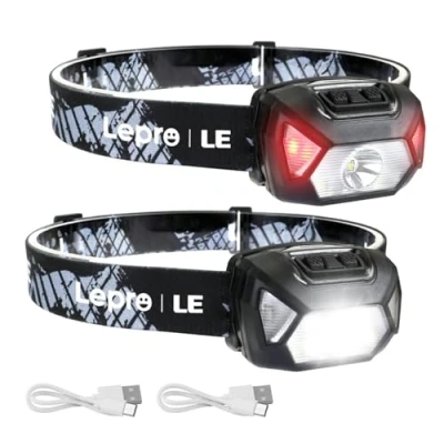 Abbildung von Lepro Stirnlampe LED Wiederaufladbar, 2000 Lux Superhell Kopflampe mit Rotlicht und 6 Lichtmodi, IPX4 Wasserdicht Leicht Stirnleuchte, Ideal für Camping&amp;Joggen, Blau [inkl. USB Kabel]