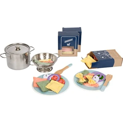 Abbildung von small foot Pasta Koch Set &quot;fresh&quot; für die Kinderküche, inkl. Kochtopf, Sieb, Geschirr und Nudeln, ab 3 Jahren, 12292
