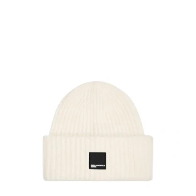 Abbildung von Karl Lagerfeld Jeans BOX LOGO Beanie Mütze, Damen, Größe: One Size, White