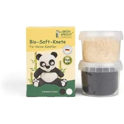 Abbildung von GRÜNSPECHT Bio Soft Knete, 2 Farben aus natürlichen Rohstoffen, Lebensmittelqualität, weich, mischbar, schwarz, weiß (680 V2)