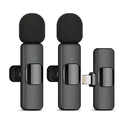 Abbildung von HUACAM 2Pcs Lavalier Kabelloses Mikrofon für iPhone,Mini Aufnahmen, Live Streaming, YouTube, Tiktok, Facebook, Intelligente Rauschunterdrückung, Automatische Synchronisation, Keine App