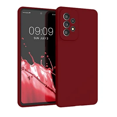 Abbildung von kwmobile Hülle kompatibel mit Samsung Galaxy A53 5G Silikon Handy Case Handyhülle weiche Oberfläche kabelloses Laden Rhabarber Rot