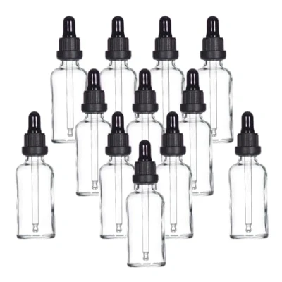 Abbildung von YIZHAO Pipettenflasche 50ml Klar, Apothekerflasche mit Pipette Glas, für Ätherisches Öl, Aromatherapie, Massage, Düfte, Labor, Kosmetik, Reisen 12 Pcs