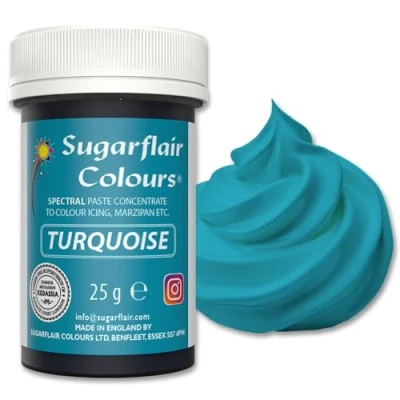 Abbildung von Sugarflair Lebensmittelfarbe Pasta Turquoise, Lebensmittel Farbe für Fondant und Marzipan, Spectral Concentrated Paste Colours 25g