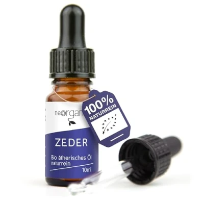 Abbildung von NeoOrganic® BIO Zedernöl (Cedrus atlantica) gewonnen aus dem Holz der Atlaszeder 100% naturreines ätherisches Öl 10ml