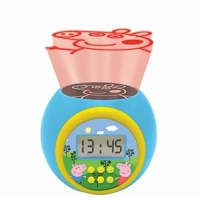Abbildung von Lexibook Projector Wecker Peppa Pig mit Schlummerfunktion und Weckfunktion, Nachtlicht Timer, LCD Bildschirm, Batteriebetrieb, Blau/Gelb, RL977PP
