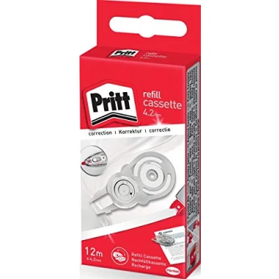 Abbildung von Pritt Nachfüllkassette für Korrekturroller Refill Flex Roller Midway, Breite 4,2mm, Länge 12m, flexible und einziehbare Spitze, Push &amp; Pull Funktion, 9H PRX4H