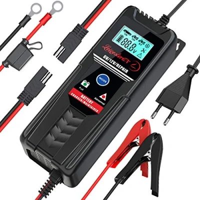 Abbildung von Autobatterie Ladegerät 6V/12V 4A LST Batterieladegerät KFZ Vollautomatisches 6 stufiges Motorradbatterie Erhaltungsladegerät mit LCD Mehrfachschutz für Auto Motorrad PKW Boat