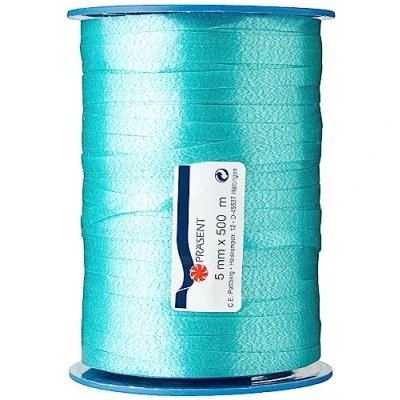 Abbildung von C.E. PATTBERG Geschenkband türkis, 500 Meter Ringelband 5 mm zum Basteln, Dekorieren &amp; Verpacken von Geschenken zu jedem Anlass