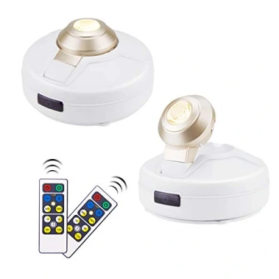 Abbildung von HONWELL led Wandleuchte Wandspot mit Schalter, Dimmbar Wandstrahler Batteriebetrieben Fernbedienung Timer Deckenspots Beleuchtung für Dartscheibe Bilder Decke Küche Schrank Flur Gemälde, 2 Stücke
