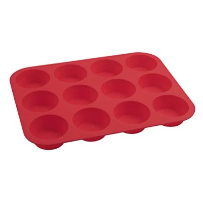 Abbildung von Dr. Oetker Muffinform 12er Cups 34 x 26 3 cm FLEXXIBLE LOVE, Silikonfrom für Muffins, Backform aus hochwertigem Platinsilikon, Form mit Antihaft Eigenschaften (Farbe: Rot), Menge: 1 Stück