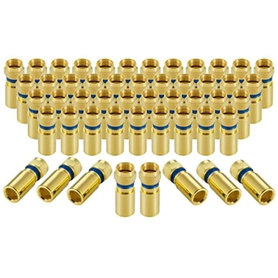 Abbildung von POPPSTAR 50x SAT F Quick Mount Stecker, Kompressionsstecker für Koaxial Kabel, Antennenkabel, Satellitenkabel bis 7,5mm,Witterungsbeständig, vergoldet