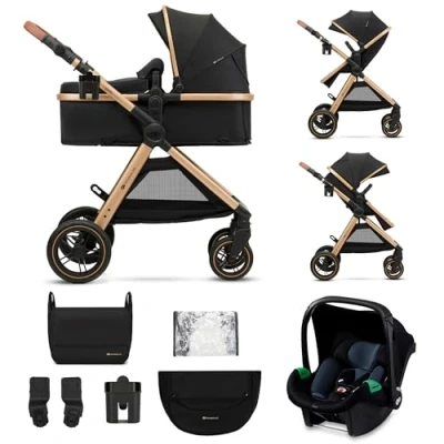 Abbildung von Kinderkraft ESME Kinderwagen 3 in 1 komplettset bis 26 kg, Kombikinderwagen reisesysteme mit Babyschale I size 40 75 cm, Zusammenklappen, Liegeposition, Schwarz