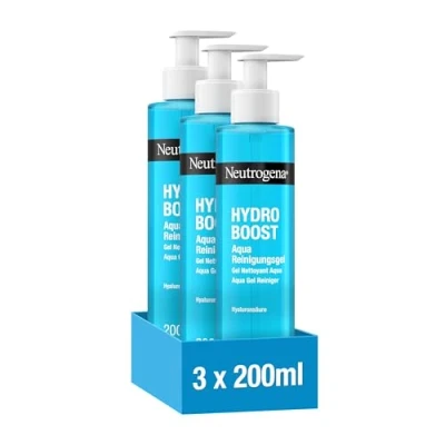 Abbildung von Neutrogena Hydro Boost Aqua Reinigungsgel(3x200ml), sanfte Gesichtsreinigung mit Hyaluronsäure und Glycerin, feuchtigkeitsspendender Make up Entferner für alle Hauttypen,Sparset
