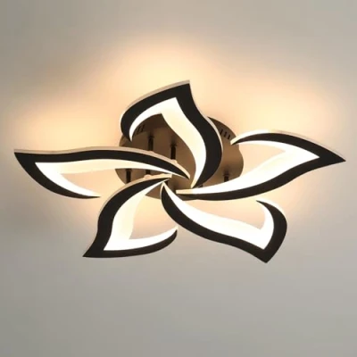 Abbildung von Comely Deckenlampe LED Wohnzimmer, 60cm 60W 6750LM Lampen Deckenleuchte, Moderne Blütenblatt Design für Wohnzimmer Küche Schlafzimmer Esszimmer, 3000K Warmweißes Licht, Schwarz