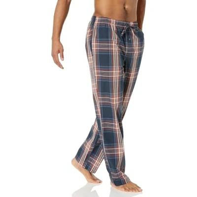 Abbildung von Amazon Essentials Herren Gewebte Pyjamahose, Gerade Geschnitten, Marineblau Großes Karo, XXL