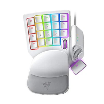 Abbildung von Razer Tartarus Pro Mercury Gaming Keypad (Gamepad mit analog optischen Tasten, 32 programmierbare anpassbarer Auslösepunkt, Profile, Handballenauflage, RGB Chroma Beleuchtung) Weiß