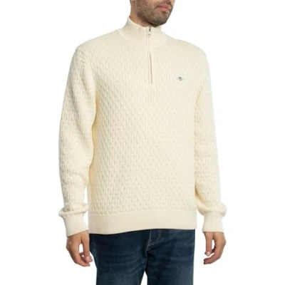 Abbildung von GANT Textured HALF ZIP Strickpullover, Herren, Größe: XL, Cream