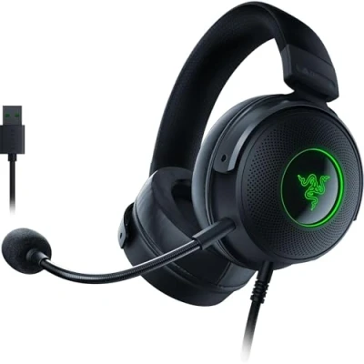 Abbildung von Razer Kraken V3 Kabelgebundenes USB Gaming Headset Chroma RGB (Triforce 50mm Treiber, THX Spatial Audio, HyperClear Cardioid Mic, RGB) Schwarz