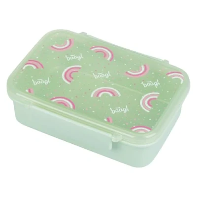 Abbildung von Baagl Brotdose Kinder für Schule Snackdose mit Fächern Lunchbox Mädchen, Kindergarten Brotdosen Trennfächern Jausenbox, Brotzeitbox, Brotbox, Snackbox (Regenbogen)
