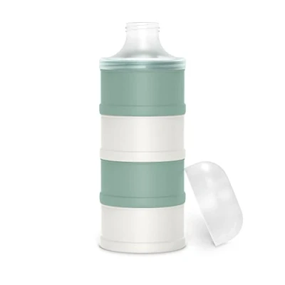 Abbildung von Suavinex, Milchpulver Portionierer Baby, und Getreidespender, mit 4 Fächern, Schraubverschluss Spenderteil. Spülmaschinenfest. Grün