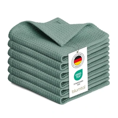 Abbildung von Blumtal® Geschirrtücher 30x30 cm im 6er Set Baumwolle 100% Küchentücher 60 C waschbar Spül &amp; Geschirrtücher/Spültücher grün