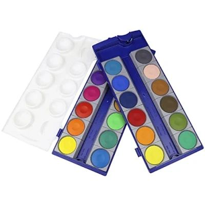 Abbildung von Pelikan DIN 5023 K24, 24 Farben + 1 Tube Deckweiß, Schul Standard (24er Deckfarbkasten), farbig