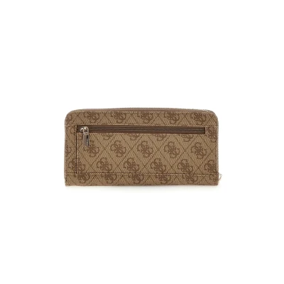 Abbildung von GUESS Damen Laurel Large Zip Around Wallet Große Geldbörse mit Reißverschluss, Clutch, Latte Logo