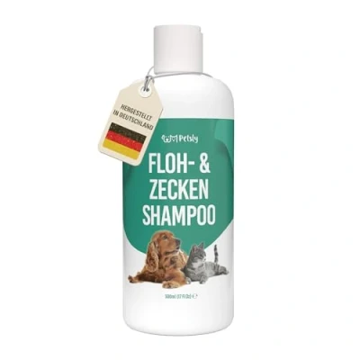 Abbildung von Petsly® Floh &amp; Zecken Hundeshampoo mit Teebaumöl Katzenshampoo 500ml Sensitives Flohshampoo für Hunde Katzen Flohmittel als Alternative zu Flohspray,